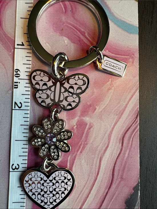 Coach Accessories - Coach Pink Butterfly & Heart Keychain with Crystal Flower Charm